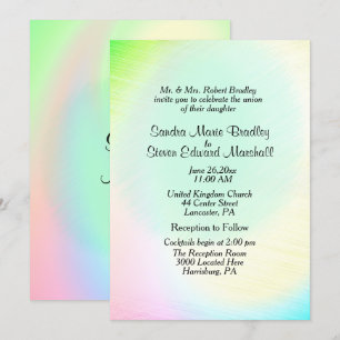 Convite para Casamento Pastel Rainbow com Recepç