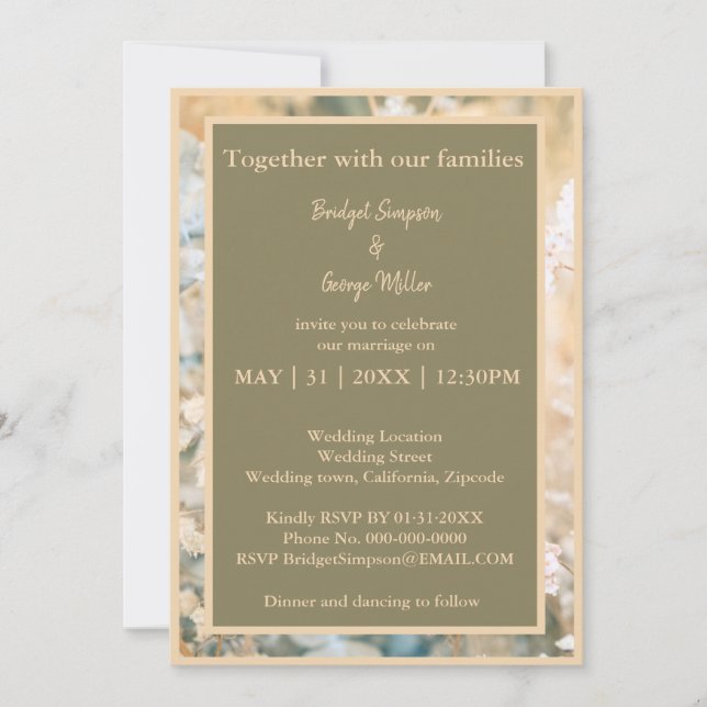 Convite para Casamento Pastel Wildflower (Frente)