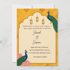Convite para Casamento Peacock Elegante
