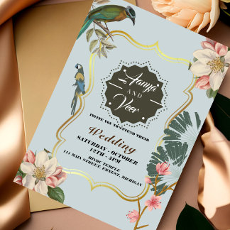 Convite para Casamento Peacock Hindu Indiano
