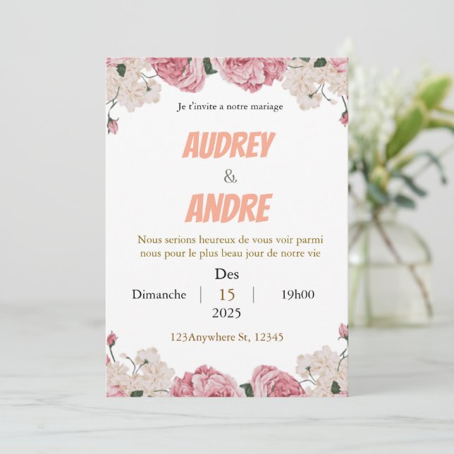 Convite para Casamento Personalizado Elegante (Em pé/Frente)