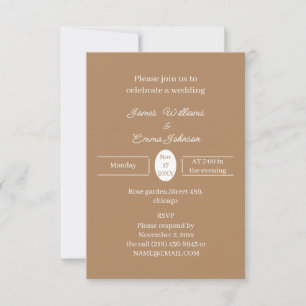 Convite para Casamento Personalizado Simples Brown