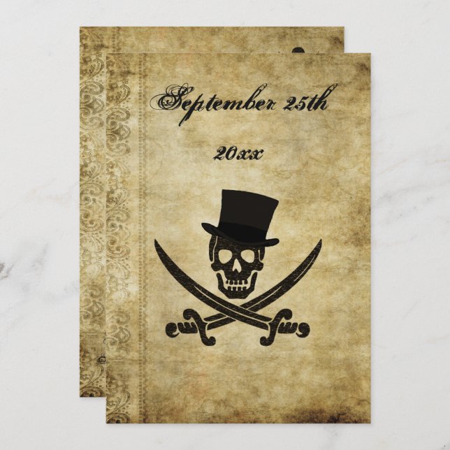 Convite para Casamento Pirata (Frente/Verso)