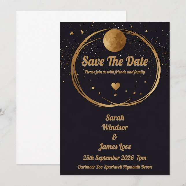 Convite para Casamento Planeta (Frente/Verso)