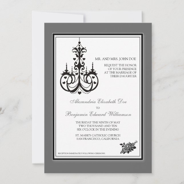 Convite para Casamento Platinum Chandelier 5x7 (Frente)