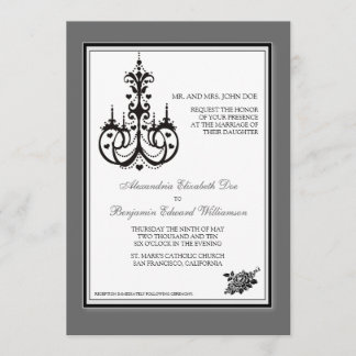 Convite para Casamento Platinum Chandelier 5x7