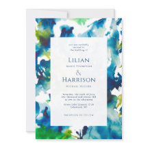 Convite para Casamento por Aquarela Abstrato de Am