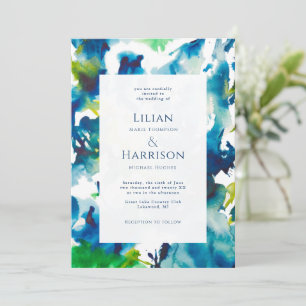 Convite para Casamento por Aquarela Abstrato de Am