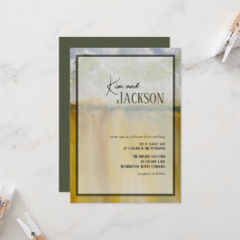 Convite para Casamento por Aquarela com Abstrato d