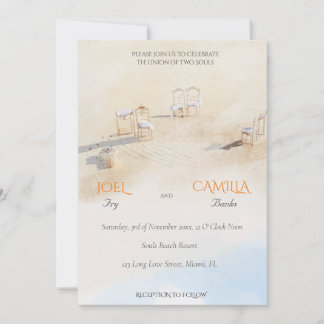 Convite para Casamento por Aquarela Costeira do Oc