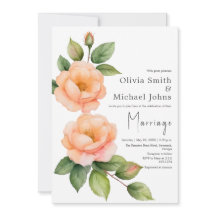 Convite para Casamento por Aquarela de rosas selva