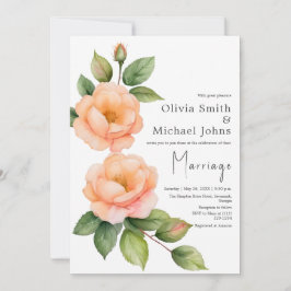 Convite para Casamento por Aquarela de rosas selva