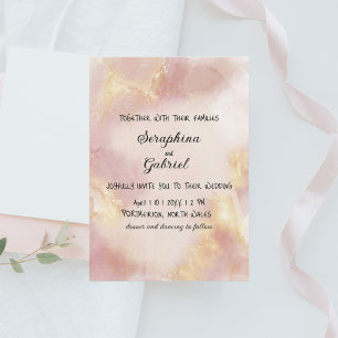 Convite para Casamento por Aquarela Rosa Forte