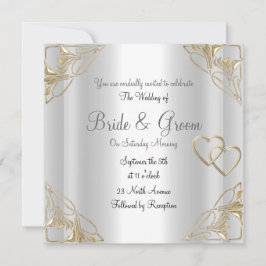 Convite para Casamento Prateado Popular e Elegante