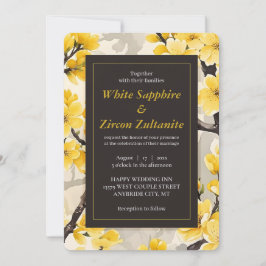 Convite para Casamento Preto do Flor Amarelo