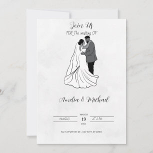 Convite para casamento preto e branco