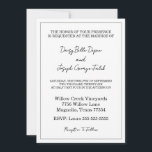 Convite para Casamento Preto e Branco Elegante<br><div class="desc">Este elegante convite de casamento preto e branco expele sofisticação do eterno. Com um esquema de cores negras elegante, ele combina o estilo clássico com o design moderno. O layout minimalista destaca a tipografia elegante e sotaques delicados, perfeitos para casais que buscam um convite refinado e subestimado para seu dia...</div>