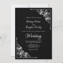 Convite para casamento preto e branco moderno