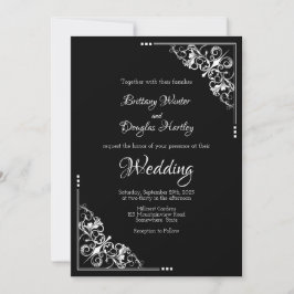 Convite para casamento preto e branco moderno