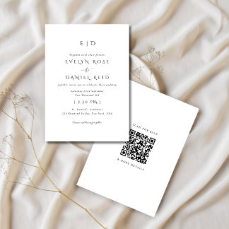 Convite para Casamento Preto e Branco RSVP com Cód