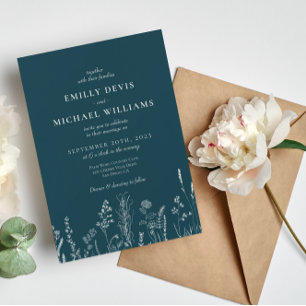Convite para Casamento Profundo de Flores Selvagen
