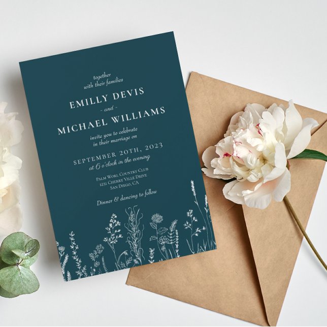 Convite para Casamento Profundo de Flores Selvagen (Criador carregado)