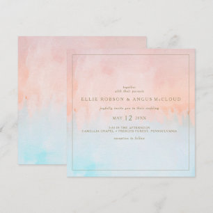 Convite para Casamento Quadrado de Cores Aquática
