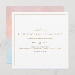 Convite para Casamento Quadrado de Cores Aquáticas