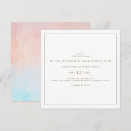 Convite para Casamento Quadrado de Cores Aquáticas