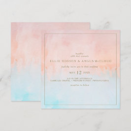Convite para Casamento Quadrado de Cores Aquáticas