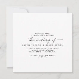 Convite para Casamento Quadrado de Script Moderno