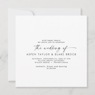 Convite para Casamento Quadrado de Script Moderno