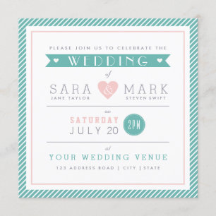 Convite para Casamento Quadrado de Stripe de Casa 