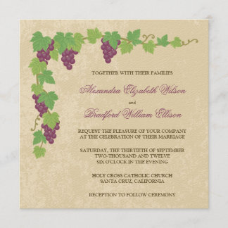 Convite para Casamento Quadrado de Vineyard (Perga