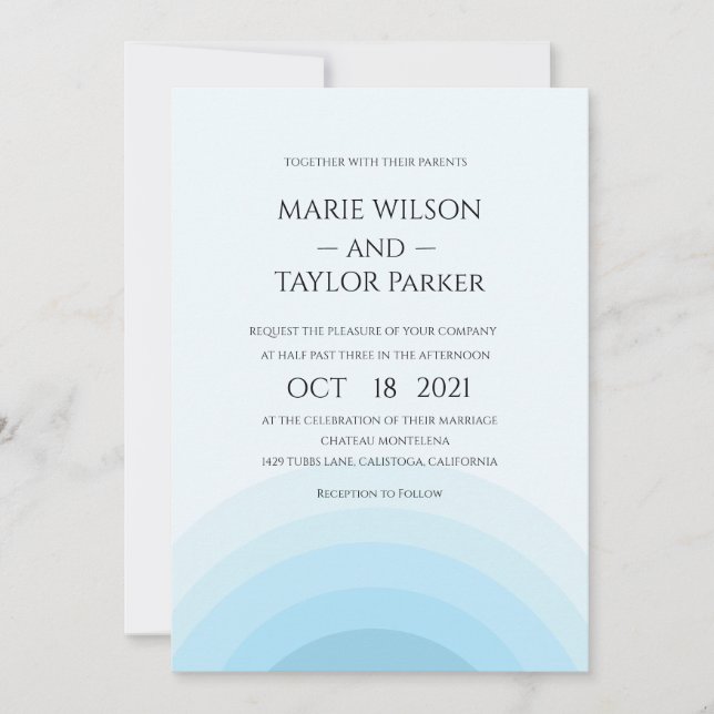 Convite para casamento Rainbow, azul-aquático (Frente)