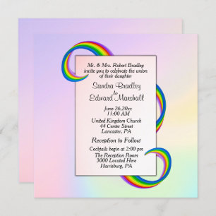 Convite para Casamento Rainbow Ribbon