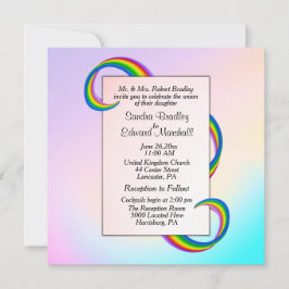 Convite para Casamento Rainbow Ribbon
