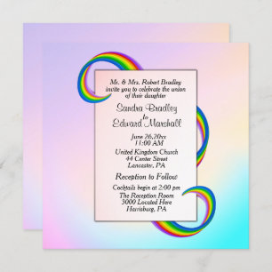 Convite para Casamento Rainbow Ribbon