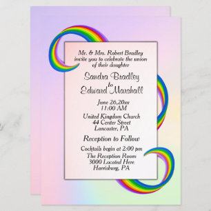 Convite para Casamento Rainbow Ribbon
