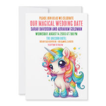 Convite para Casamento Rapariga Magical Unicorn