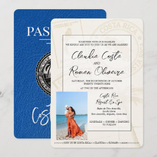Convite para Casamento Real Azul Costa Rica Passap