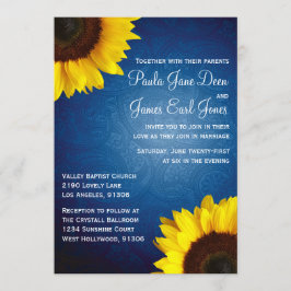 Convite para Casamento Real Azul e Girassol