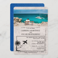 Convite para Casamento Real Blue Aruba Passaporte
