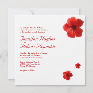 Convite para Casamento Red Hibiscus