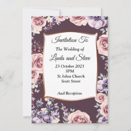 Convite para casamento refinado, rosas, cobre