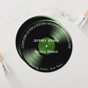 Convite para Casamento Retro Rock n Roll Vinyl Rec