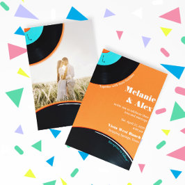 Convite para Casamento Retro Vinil Record Foto dos