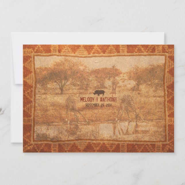 Convite para Casamento Rhino African Safari (Frente)