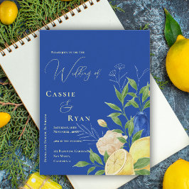 Convite para Casamento Romântico Blue Floral Lemon