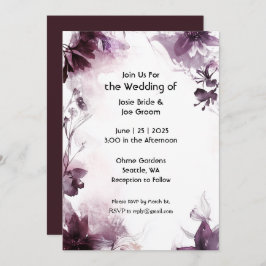 Convite para casamento romântico de burgundy